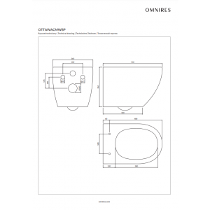 OTTAWA COMFORT Cuvette wc suspendue sans bride avec abattant à fermeture  progressive, 54 x 37 cm (OTTAWACMWBP) - OMNIRES