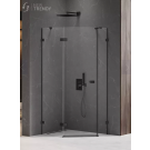 Kabina prysznicowa avexa black 1d pięciokątna asymetryczna l 100x80x200 szkło czyste 6mm active shield 2.0 - drzwi prawe
