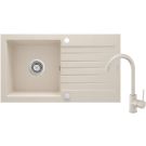 Zlew zorba beż granit 1k z/o 760x440x160, 3,5" + osprzęt space-saver + bateria nemezja z wylewką "u"