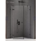 Kabina prysznicowa avexa black 1d pięciokątna asymetryczna p 100x80x200 szkło czyste 6mm active shield 2.0 - drzwi prawe