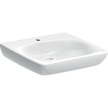 Umywalka selnova comfort bez barier: 60x55cm, otwór na baterię=na środku, przelew=bez, biały