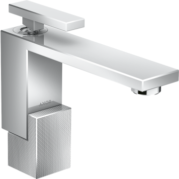Edge bateria umywalkowa 130 z kompletem odpływowym push-open, szlif diamentowy chrom
