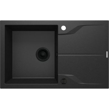 Zlew andante grafit metalik granit 1k z/o 780x490x194, 3,5" + osprzęt space-saver nero
