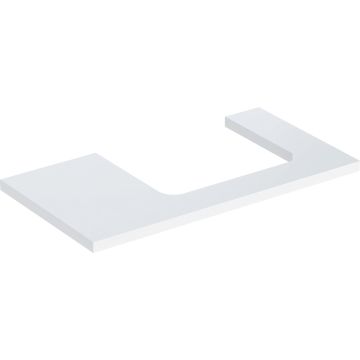 Blat pod umywalkę one z wycięciem, do prostokątnej umywalki nablatowej: b=89.4cm, biały, przekrój=prawa strona, lakierowany na wysoki połysk