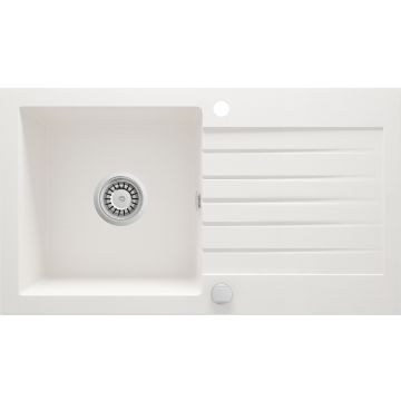 Zlew zorba alabaster granit 1k z/o 760x440x160, 3,5" + osprzęt space-saver