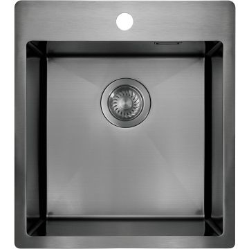 Zlew olfato precious titanium 1k b/o, 450x505x200, 3,5" + osprzęt space-saver