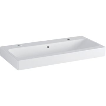 Umywalka icon: 90x48.5cm, otwór na baterię=lewa i prawa strona, przelew=widoczny, biały
