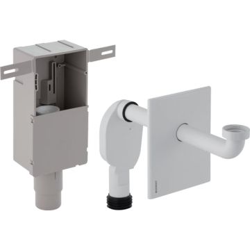 Zestaw syfonu podtynkowego do umywalki, wylot poziomy: d=50–56mm, g=1 1/4″, d1=32mm, chrom błyszczący