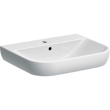 Umywalka smyle: 60x48cm, otwór na baterię=na środku, przelew=widoczny, biały / keratect