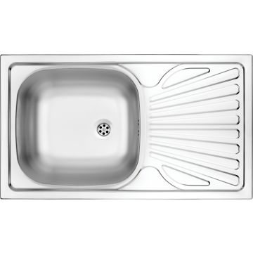 Zlew techno satyna 1k z/o 760x435x150, 2" + osprzęt