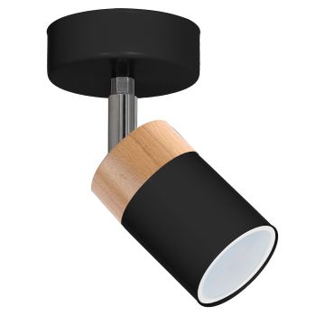 Kinkiet joker black/wood 1xgu10