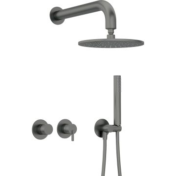 Komplet podtynkowy silia titanium z głowicą natryskową, z baterią poziomą