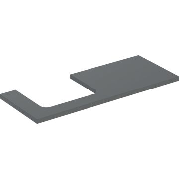Blat pod umywalkę one z wycięciem, do prostokątnej umywalki nablatowej: b=119cm, lava, przekrój=lewa strona, lakierowany matowy