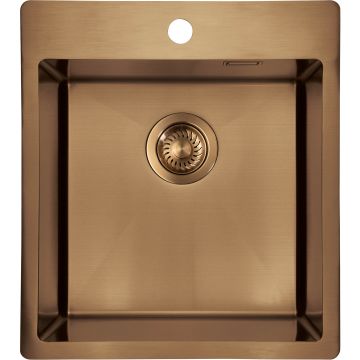 Zlew olfato precious brąz szczotkowany 1k b/o, 450x505x200 + osprzęt space-saver