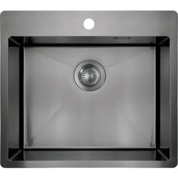 Zlew olfato precious titanium 1k b/o, 550x505x200, 3,5" + osprzęt space-saver