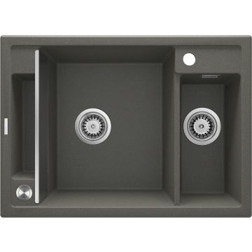 Zlew magnetic antracyt metalik granit 1,5k 690x500x219, 3,5" + osprzęt space-saver click