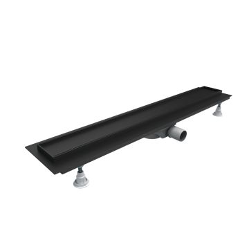 Odpływy liniowe base-low black 90x8x7 cm z maskownicą black plate