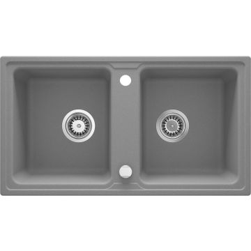 Zlew zorba szary metalik granit 2k b/o 780x435x180, 3,5" + osprzęt space-saver