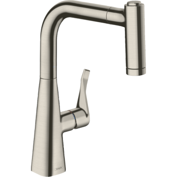 Metris m71 jednouchwytowa bateria kuchenna 220, wyciągana wylewka, 2jet, sbox stal szlachetna finish