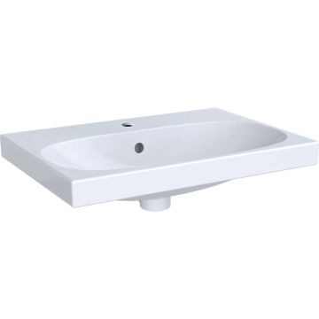 Umywalka acanto, krótka: 60x42cm, otwór na baterię=na środku, przelew=widoczny, biały / keratect