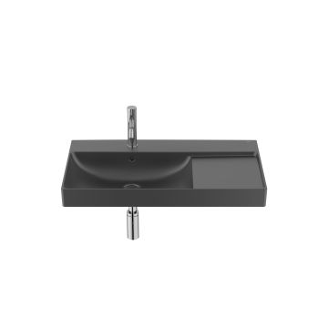 Ona umywalka ścienna 80x46 cm lewa fineceramic® czarny mat