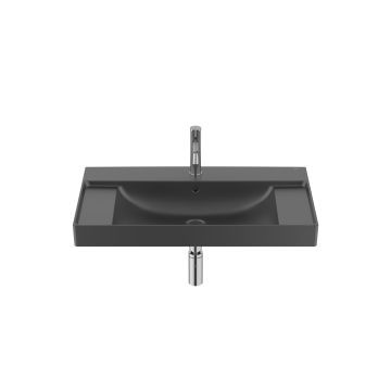 Ona umywalka ścienna 80x46 cm fineceramic® czarny mat