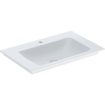 Umywalka meblowa one: 75x48cm, otwór na baterię=na środku, przelew=bez, biały / keratect