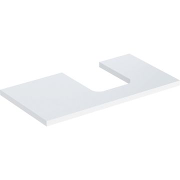 Blat pod umywalkę one z wycięciem, do umywalki nablatowej w kształcie misy: b=89.4cm, biały, lakierowany na wysoki połysk, przekrój=prawa strona