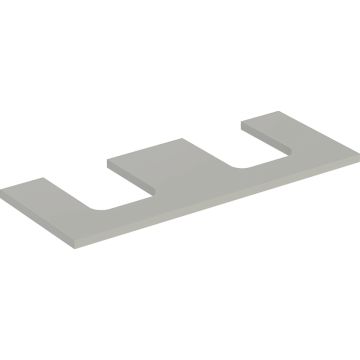 Blat pod umywalkę one z wycięciem, do umywalki nablatowej w kształcie misy: b=119cm, greige, lakierowany matowy, przekrój=lewa i prawa strona