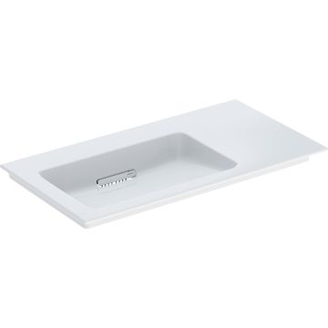 Umywalka meblowa one cleandrain, powierzchnia odkładcza po prawej stronie: 90x48cm, otwór na baterię=bez, przelew=bez, umywalka: biały /keratect, pokrywa odpływu: biały błyszczący