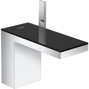 Myedition bateria umywalkowa 110 z kompletem odpływowym push-open chrom/czarne szkło