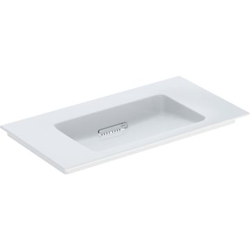 Umywalka meblowa one cleandrain: 90x48cm, otwór na baterię=bez, przelew=bez, umywalka: biały /keratect, pokrywa odpływu: biały błyszczący