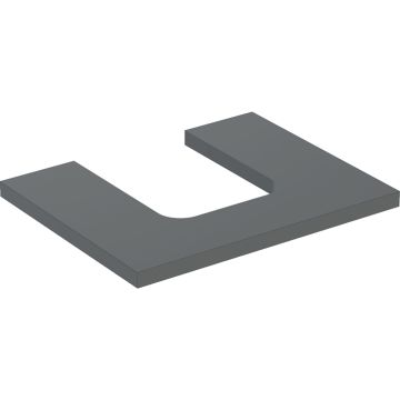 Blat pod umywalkę one z wycięciem, do umywalki nablatowej w kształcie misy: b=59.8cm, lava, lakierowany matowy, przekrój=na środku