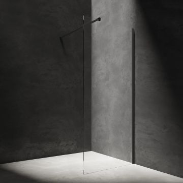 Marina kabina prysznicowa walk-in, 80cm, czarny/transp czarny & transparentny