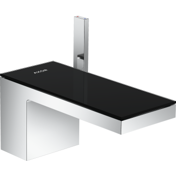 Myedition bateria umywalkowa 70 z kompletem odpływowym push-open chrom/czarne szkło