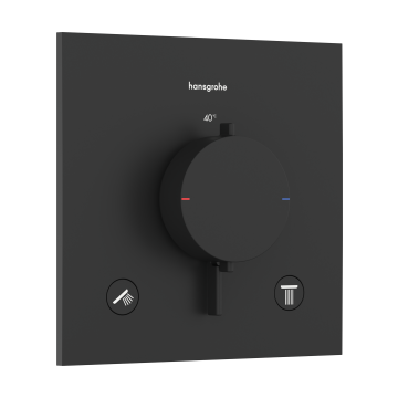 Ecostat comfort e bateria termostatyczna do 2 odbiorników, podtynkowa czarny matowy