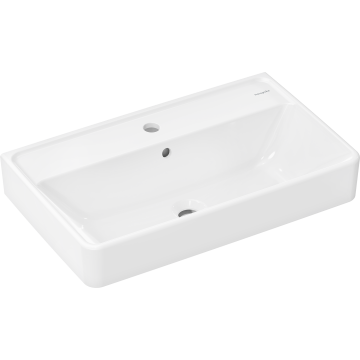 Xanuia q umywalka wisząca compact 650/390 z otworem na baterię, z przelewem, smartclean biały