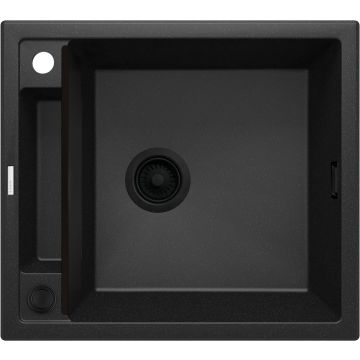 Zlew magnetic grafit metalik granit 1k 560x500x219, 3,5" + osprzęt space-saver nero click
