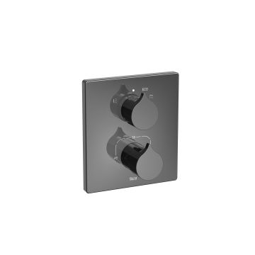 Insignia black bateria wannowo-prysznicowa termostatyczna podtynkowa do rocabox, czarny połysk