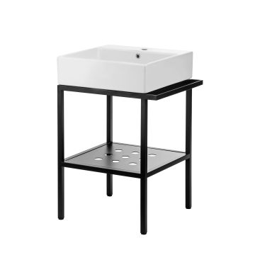 Umywalka temisto biała + konsola łazienkowa 565x400 mm