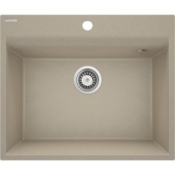 Zlew corio piaskowy granit 1k b/o 600x500x216, 3,5" + osprzęt space-saver