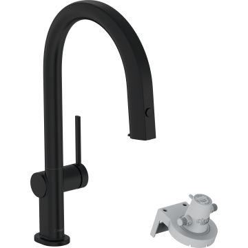 Aqittura m91 filtersystem 210 1jet z wyciąganą wylewką, sbox czarny matowy