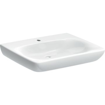 Umywalka selnova comfort bez barier: 65x55cm, otwór na baterię=na środku, przelew=bez, biały