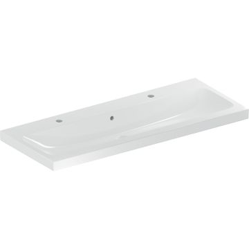 Umywalka icon light: 120x48cm, otwór na baterię=lewa i prawa strona, przelew=widoczny, biały / keratect