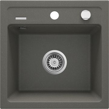 Zlew zorba antracyt metalik granit 1k b/o 440x440x184 3,5" + osprzęt space-saver