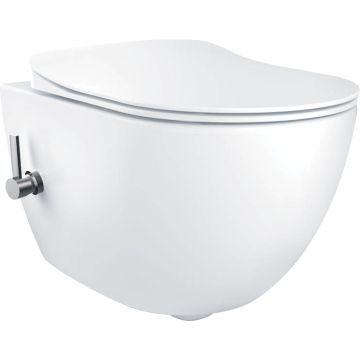 Miska wc z funkcją bidetu peonia biała wisząca z deską, bateria mieszaczowa