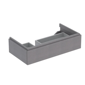 Szafka pod umywalkę xeno², z powierzchnią odkładczą, z jedną szufladą: szerokość umywalki=90cm, h=22cm, szary scultura / melamina, struktura drewna