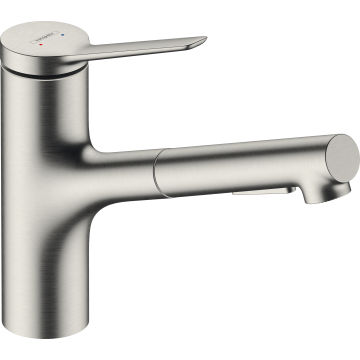 Zesis m33 jednouchwytowa bateria kuchenna 150, metalowa wyciągana wylewka, 2jet stal szlachetna finish