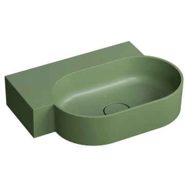 Ovo m+ umywalka nablatowa/wisząca - lewa, 55 x 38 cm, olive mat