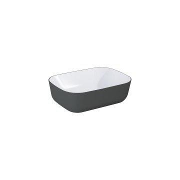 Umywalka reni bicolor 46x33 blat, ceram white hg/anthracite matt